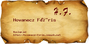 Hovanecz Fóris névjegykártya